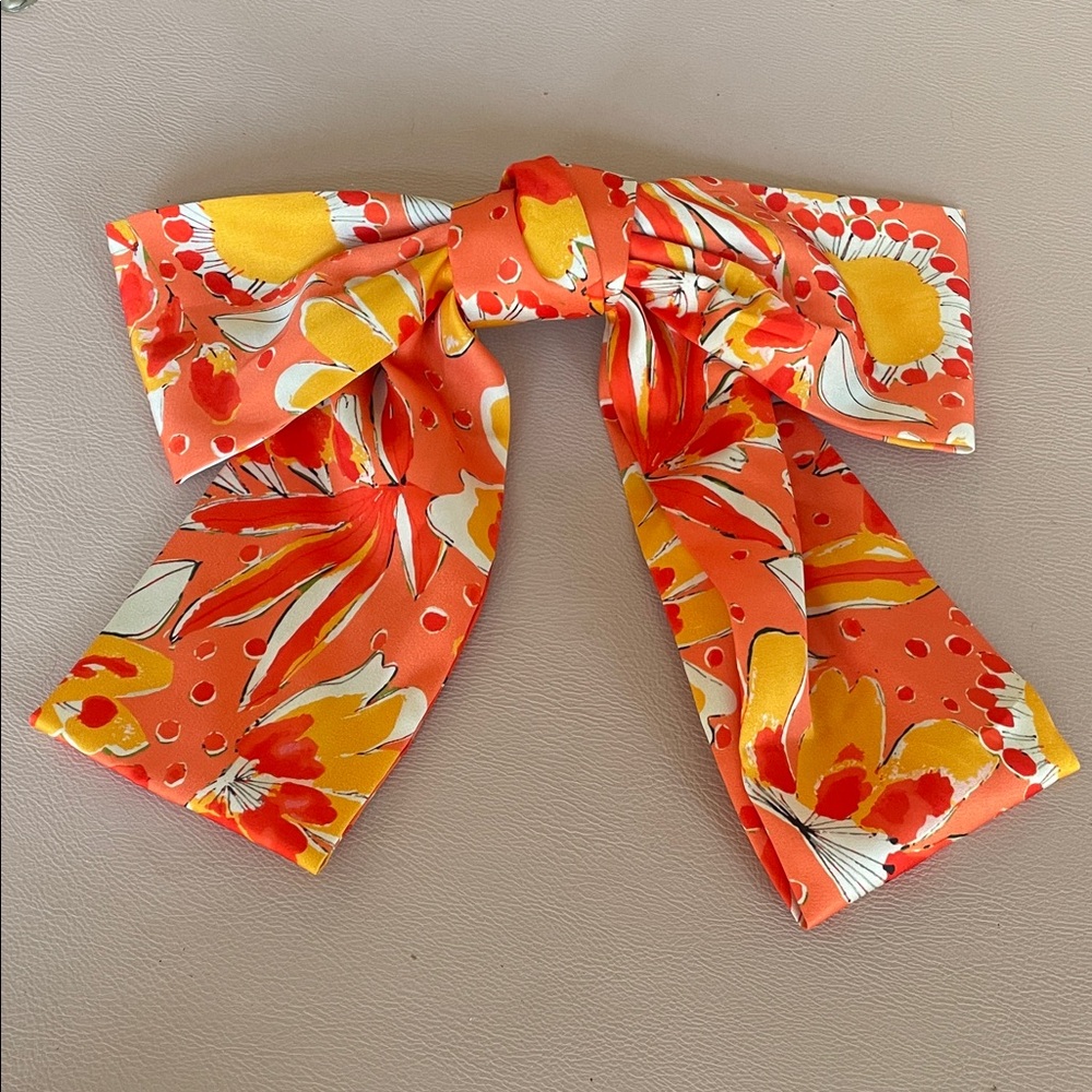 Anthropologie Floral Orange Hair Bow